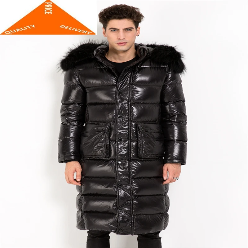 Šiltas Žiemą Storas Ilgas Švarkas Vyrams Drabužius 2020 Streetwear Kamufliažas 20% Ančių Pūkai Kailio Kailiniai Su Gobtuvu Paltas Hiver L069