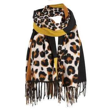Kašmyro Šalikas Moterims Prabangus Leopardas Šiltas Hijab Šalikas Žiemos Lady Skaros Storio Atitikimo Kutas Šalikas Spausdinti 2020 Karšto Bufandas
