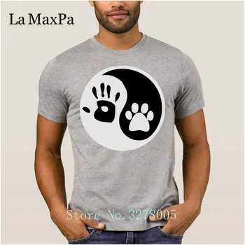 Prekės La Maxpa Fitneso T Shirt Mens Ying Yang Žmogaus Rankos Šuns Leteną T-Shirt Vyras 2018 Didelių Dydžių Vyriški Tee Marškinėliai Aukščiausios Kokybės