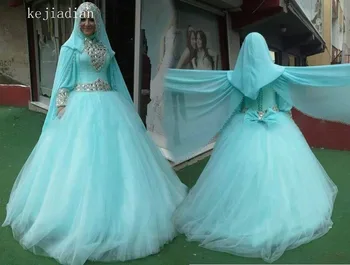 Derliaus Zawalcowany ilgomis Rankovėmis Linijos, Žalioji Musulmonų Vestuvių suknelė Vestuvių Suknelės kristalų Vestuvių Suknelė vestido de noiva