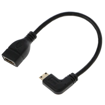90 Laipsnių Kampu Mini USB HDMI Male HDMI Moterų Pratęsimo Duomenų Kabelis 21cm
