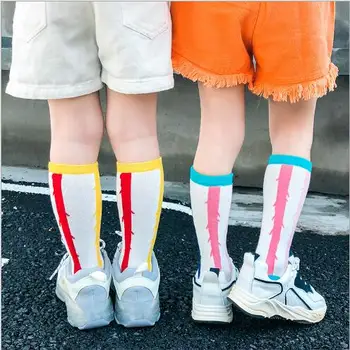 1-8 Metų Vaikams Kojinės 2 Poros Per Daug vasaros spalvos vertikalios juostelės berniukų ir mergaičių kojinės