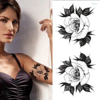 Eskizas gėlių tatuiruotė laikina eskizai tatuiruotė dizaino, vandeniui perdavimo tatuiruotė lipdukas, bijūnai, rožių lipdukai seksualus, tatuiruotė