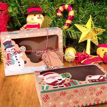 12 Pak Kalėdų Slapukas Dėžės Dovanų Dėžutės su Lango ir Žymas,Kraft Cupcake Dėžutes,Dovanų Duoti,Kalėdų Partijos Naudai