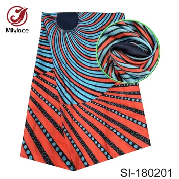 Naujas ateina afrikos vaškas modelis skaitmeninis atspausdintas šilko audinys, įvairių spalvų dizainas afrikos šilko audinio suknelė SI180202