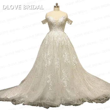 Sparkle China Nėrinių Vestuvių Suknelė A-Line Bridal Gown Gamyklos Užsakymą Realios Foto