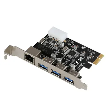 8153 Chipset RJ45 LAN PCI Express Tinklo Kortelė, Kortelės Adapteris 10/100 / 1000Mbps PCIE 3-Port Gigabit Ethernet USB 3.0 Hub