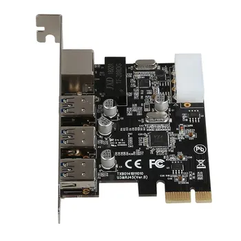 8153 Chipset RJ45 LAN PCI Express Tinklo Kortelė, Kortelės Adapteris 10/100 / 1000Mbps PCIE 3-Port Gigabit Ethernet USB 3.0 Hub