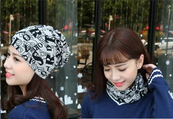 2 Naudoti Mezgimo Medvilnės Laiško Stiliaus Rudenį Skrybėlę Ponios Beanie Kepurė Mergaitėms Moterų Šiltas Rudens Skara