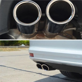 2 vnt/komplektas chromuotas, nerūdijančio plieno, automobilių dujų išmetimo duslintuvo tinka Volkswagen Tiguan/Golf/CC Audi A4Q5