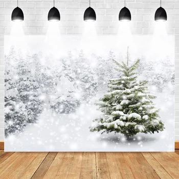 Kalėdų Fotografijos Foną, Žiemos Sniego, Medžių, Miškų Balta Gamtos Fone Bokeh Backdrops fotostudija Photocall Rekvizitai