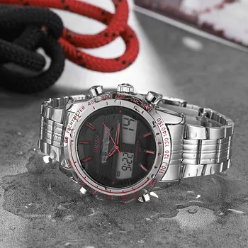 2017 Mados OHSEN Sporto LED Skaitmeninis Kvarcinis Laikrodis Karinės Dvejopo Laiko Žiūrėti Vyrų Vandeniui Vyras Laikrodžiai Hombre Relogio