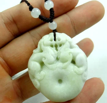42*36MM Didmeninės gamtinių Kinijos Liantian akmens, akmens ranka raižyti statula žvėris amuletas karoliai pakabukas