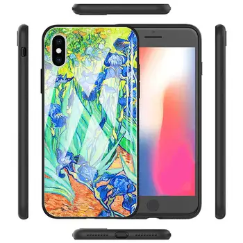 Grūdintas Stiklas Telefono dėklas Skirtas iPhone 12 Mini Pro 11 X XS Max XR SE 2020 7 8 6 6S Plius Padengti Coque Fundas Van Gogh Žvaigždėtas Dangus Meno