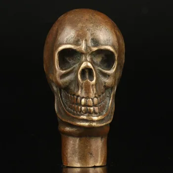 Kinija Senas, rankų darbas Drožyba Bronzos kaukolė Statula Cukranendrių Galvos Lazdą
