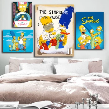 Modulinė Nuotraukas Simpsonai Namų Puošybai Marge Wall Art Bart Šiuolaikinės Drobė Lisa Spaudinių Tapyba, Miegamojo Plakato Rėmas