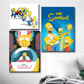 Modulinė Nuotraukas Simpsonai Namų Puošybai Marge Wall Art Bart Šiuolaikinės Drobė Lisa Spaudinių Tapyba, Miegamojo Plakato Rėmas