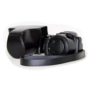 Juoda/Ruda/Coffe Fotoaparatas Odinis dėklas Padengti Panasonic Lumix FZ200 Kamera Odos Dangtelis Su Dirželiu