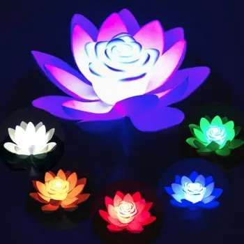 Dirbtinis Lotoso formos Pakeistas Plaukiojantis Gėlių LED Lempos Vandens Baseinas, Norintys Šviesos 18cm Su su Baterija Gėlės