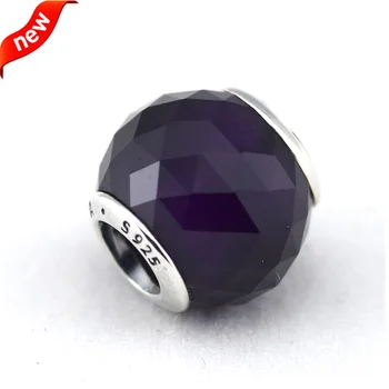 Tinka Pandora Apyrankės Geometriniai Aspektai Pakabukai su Royal Purple Crystal 925 Sterlingas Sidabro Karoliukai Nemokamas Pristatymas
