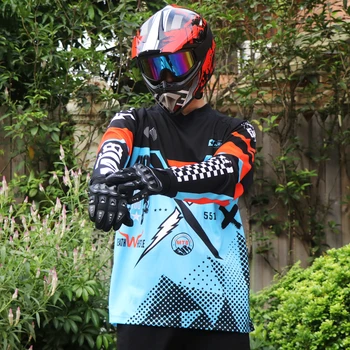 Ilgomis rankovėmis motokroso dviračiai marškinėliai motociklo viršuje jersey MTB lengvas dėvėti sublimated kalnų dviračių lenktynių drabužiai