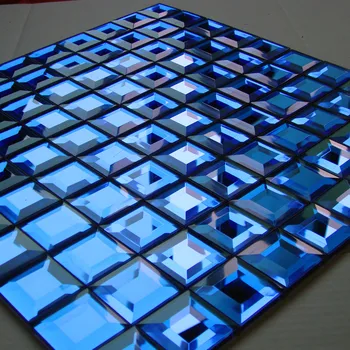 Besiūliai Mėlyna 5 beveled kraštai Diamond Veidrodis, Stiklo Mozaikos Plytelės salone Ekranas kabineto 