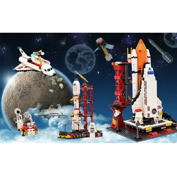 Kosmoso Serijos Asamblėjos Mažų Dalelių, Statyba Blokai Raketos Orlaivių Paleidimo Centro Vaikų Dėlionės, Žaislai, Dovanos Vaikams