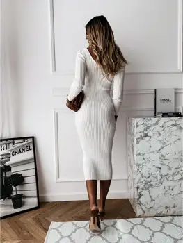 2020 m 3XL Plius dydis moterų drabužiai slim megzti suknelė elegantiškas Suknelė Moterų pastelinių estidos de fiesta