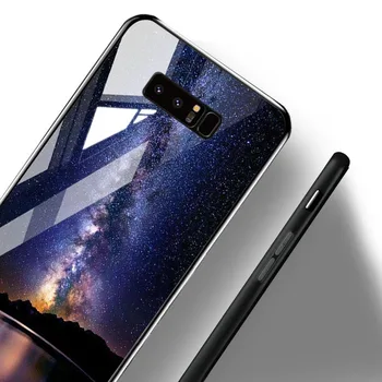 Grūdintas Stiklas Case For Samsung Galaxy S10 S10 Plius S10 S10e Lite Atvejais Silikono Žvaigždžių Kosmoso Padengti Samsung Note 8 Bamperis