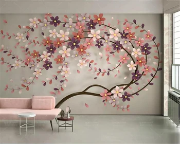 Beibehang Užsakymą freskos naujas medis, gėlių Šiaurės šalių šiuolaikinės stereo Šilko medžiagos TV, Viešbučio, miegamojo, fono sienos 3d tapetai