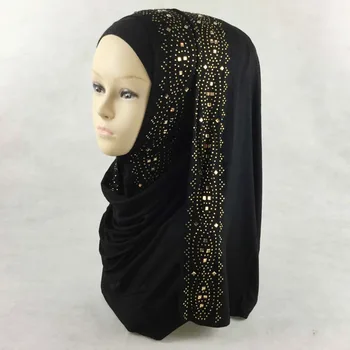 (12 vnt/daug) musulmonų kvadratinių akmenų jersey šalikas musulmonišką hidžabą blizgučiai cirkonio skara wrap express pristatymas QK051