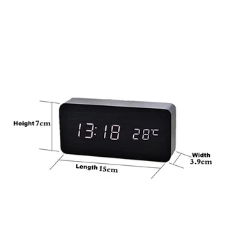 Medinių Garso Valdymo LED Laikrodis Elektroninis Skaitmeninis Temperatūros Wake Up Display Laikrodis Stalinis Kalendorius Nėra Įtrauktas Baterijos