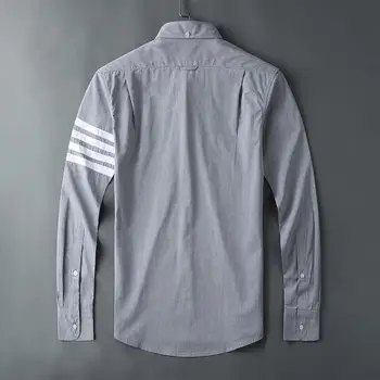 19ss Vyrų Oksfordo Naujas Klasikinis Balta juostele Mados Medvilnės Atsitiktinis Marškinėliai Marškinėliai aukštos kokybės Kišenėje ilgą rankovėmis Viršuje M 2XL #M50