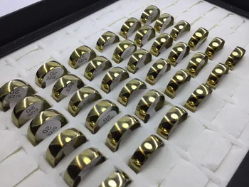 Naujas 50 vnt mados aukso ir sidabro nerūdijančio plieno žiedas unisex nerūdijančio plieno išskirtinį prabangos papuošalai didmeninė urmu