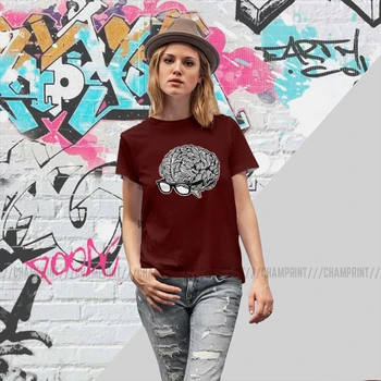 Moterų Smegenys Su Akiniais, T-marškinėliai Juokinga Smegenų Meno T Shirts Tumblr Viršūnes Tees Apvalios Kaklo Juokinga Moterų Drabužiai Plius Dydis