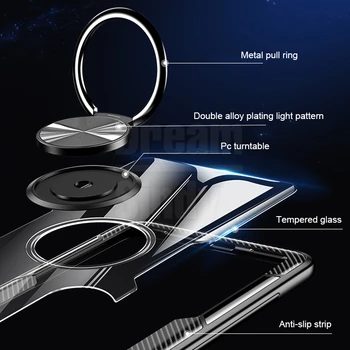 Skaidrios Magnetinės Piršto Žiedo Laikiklio Dangtelis Huawei Mate 20 X 10 9 30 P20 Pro Lite Nova 4E 3E apsauginis Telefono dėklas Dangtis