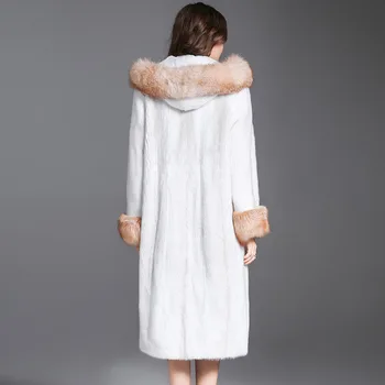 2017 prabangos Prekės ženklo moterys natūralaus audinės kailio striukė ilgai stiliaus vientisos spalvos elegantiška panele aukštos kokybės žiemos kailių paltai TU144-038