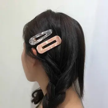 Moterų, Mergaičių, Japonų Stiliaus Pusėje Plaukų Įrašą Tuščiaviduriai Geometrinis Vandens Lašo Formos Duckbill Hairgrips Spalvos Marmuro Tekstūra Spausdinti