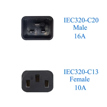 JORINDO PDU PSU USP Maitinimo adapteriai, IEC C20 vyras į C13 adapteris, IEC C13-C20 adapteriu Kompiuterio serverio energijos konversijos adapteris