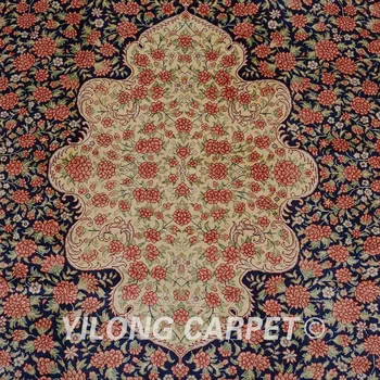 Yilong 5'x8 'kašmyro qum šilko kilimas raudonas vantage tradicinis rankų turkijos šilko kilimas (1034)
