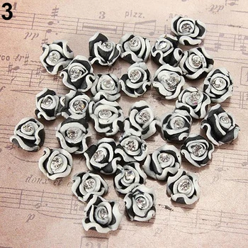 20 Vnt Mados Keramikos kalnų krištolas 3D Rožių Gėlių Nail Art Papuošalai Pakabukai Šių 3D rožių žiedų formos nagų dailės cirkonio wil