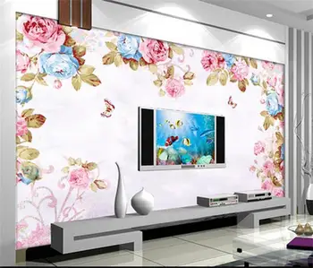 3d tapetai užsakymą foto tapetai, freskos kambarį Europos vertus dažytos gėlės tapybos TV foną sienos 3d