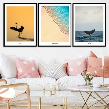 Šiaurės Minimalistinis Menas, Plakatų ir grafikos Flamingo Pingvinas Gyvūnų Drobės Tapybos Sienos Nuotrauka už Kūdikio Kambario Puošmena be Rėmelio