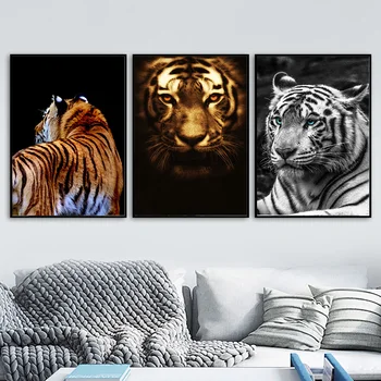 Namų Dekoro Tapybos Sienos Menas Drobė Spausdinti Laukinių Gyvūnų Afrikos Tigras Nuotraukas Modulinės Modernus Nordic Stiliaus Plakatą Už Kambarį