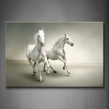 Šiuolaikinės Drobė Plakatas Sienos Menas 1 vnt Veikia Balti Arkliai Tapybos HD Spausdinti Gyvūnų Nuotraukų Kambarį Namų Dekoro