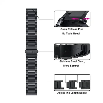 Metalo Watchband Samsung galaxy žiūrėti aktyvios 2 40mm 44mm juostų 20mm Nerūdijančio Plieno Metalo apyrankę ant riešo dirželis active2 3