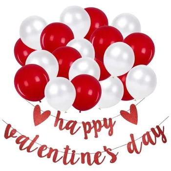 Valentino Dieną, Banner Set Blizgučiai Širdies Kabinti Linksmos Valentino Dienos Dekoracijos Girlianda Šalies Popieriaus Reklama Raudona Meilės Širdis Reklama