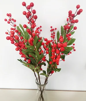 3Psc/daug Raudonas Dirbtinis Putų Uogos Netikrą Gėlės Kalėdinė Dekoracija Vestuvių Gėlių Sienos Augalų Uogų Namų Ekranas Gėlės