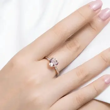 Originalaus dizaino rožinis kristalas širdies formos briaunuotas atidarymo reguliuojamas žiedo unikalus amatų žavesio ponios sidabro papuošalai