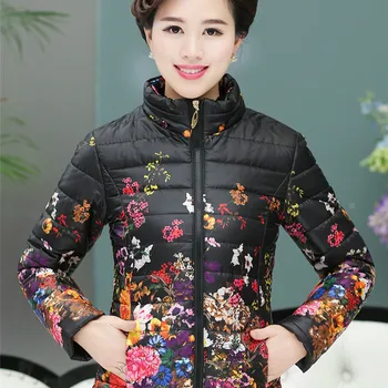 Moterų žiemos striukė nauja high-end medvilnės kostiumas motina pakrautas spausdinimo striukė medvilnės striukė temperamentas laukinių moteriški drabužiai